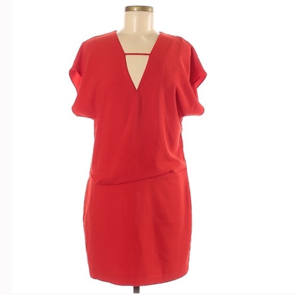 HALSTON Red Heritage Cap Sleeve Crepe Mini Dress NWOT - Picture 1 of 12